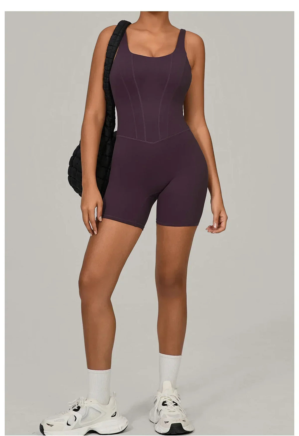 Women's Tracksuit Backless Workout Rompers Top Bodycon One Piece Halter Sleeveless Bodysuit Short Jumpsuits Push Up Sportswear