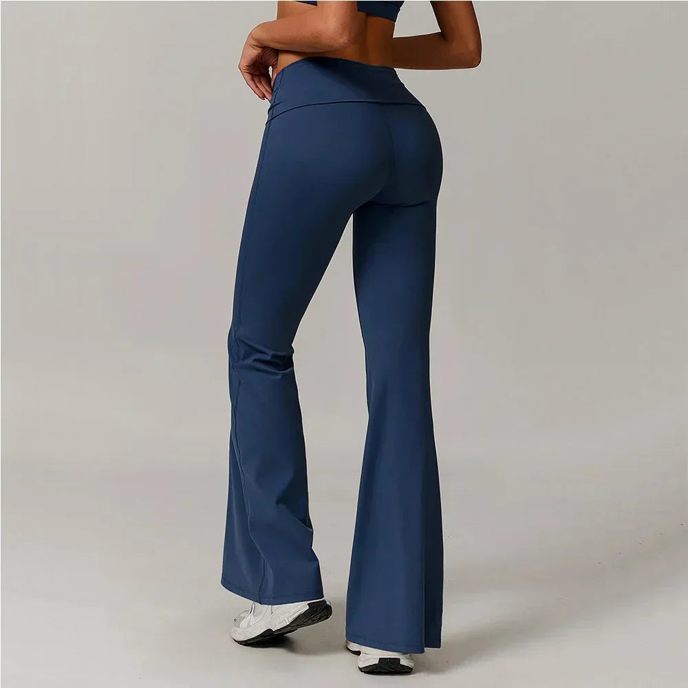 Flare Leggings Yoga Pants Women High Waist Wide Leg Yoga Pants Gym Sports Slim Flared Tights Pants Control Tummy Dance Trousers